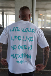 White/Teal Oversized Tees