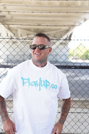 White/Teal Oversized Tees